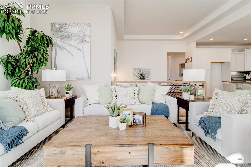 Image 3 of 27: Living room with recessed lighting