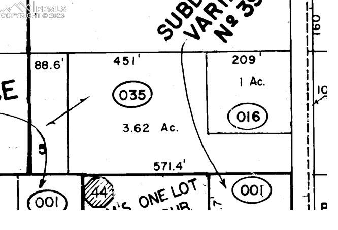 Image 20 of 20: Survey Plat. Illustrating parcel dimensions, acreage, and identifying numbe