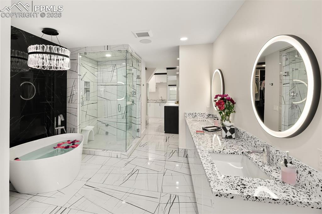 Image 20 of 50: Remodeled Primary Bath With Heated Floor