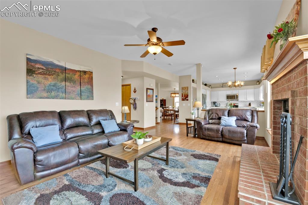 Image 17 of 50: Opposite view of the family room into the kitchen area.