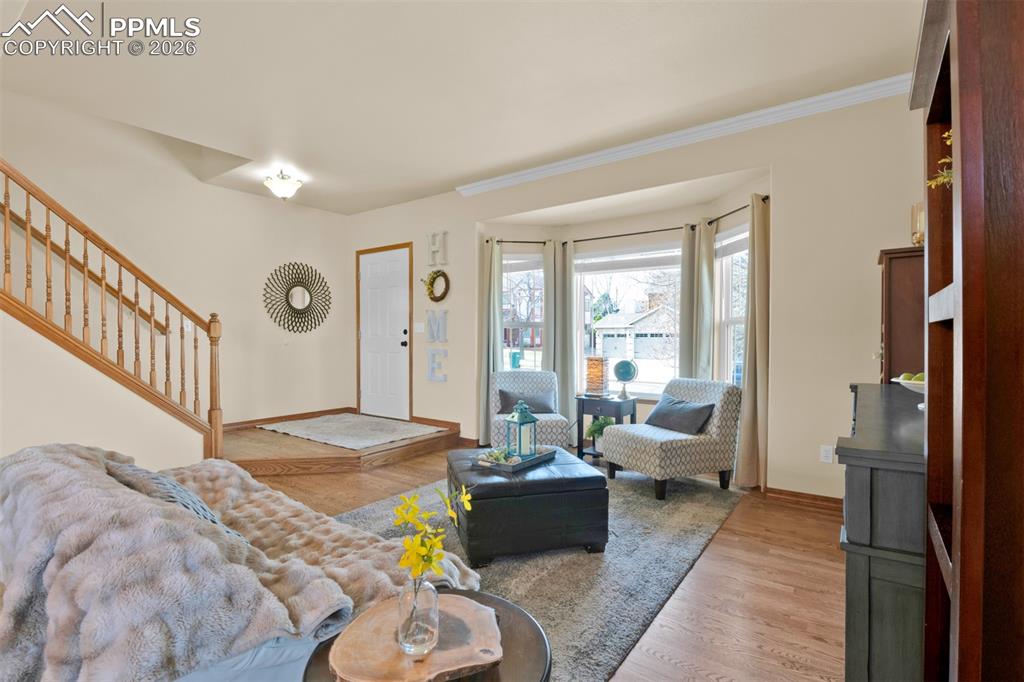 Image 6 of 50: Opposite view from living room showing the entry.