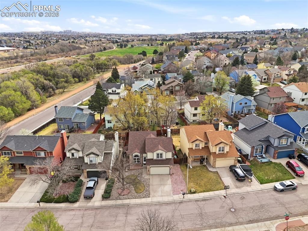 Image 39 of 46: Aerial perspective of suburban area