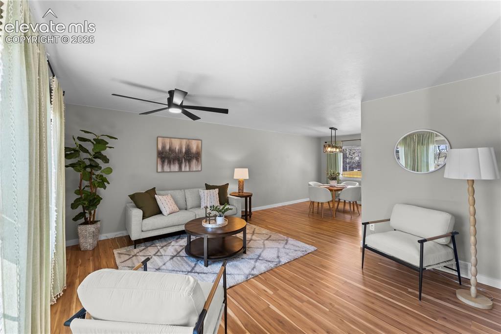 Image 8 of 50: Expansive open-concept living area bathed in natural light, featuring conte