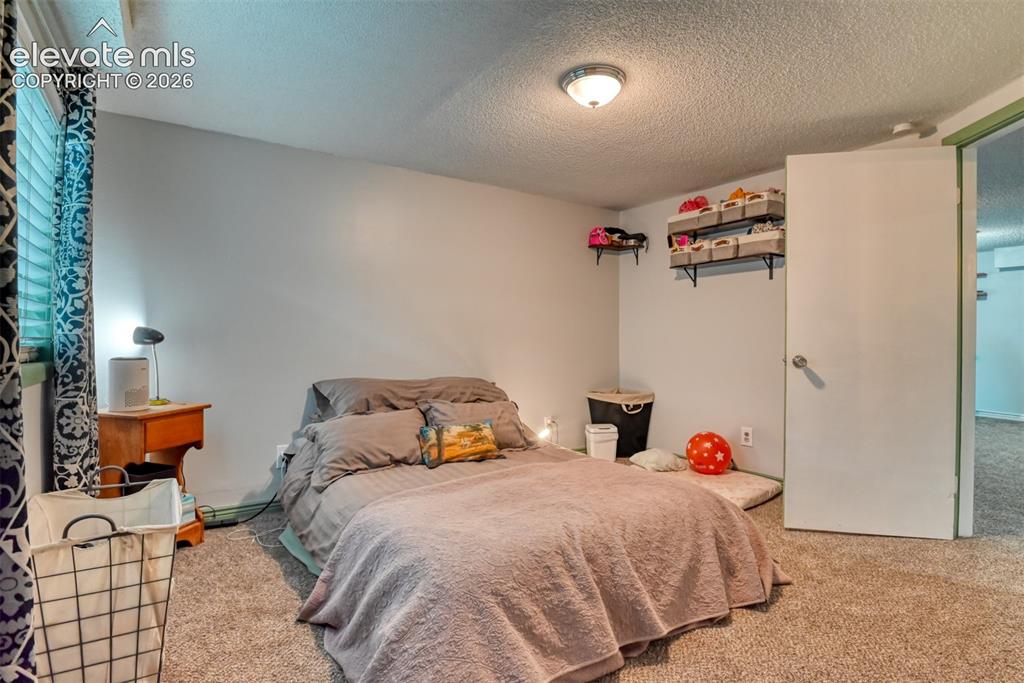 Image 35 of 40: Carpeted room with a ceiling-mounted light fixture and light-toned walls