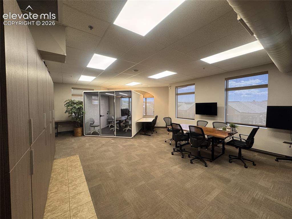 Image 2 of 17: Built-in cabinetry with modern hardware, carpeted flooring, multiple rectan