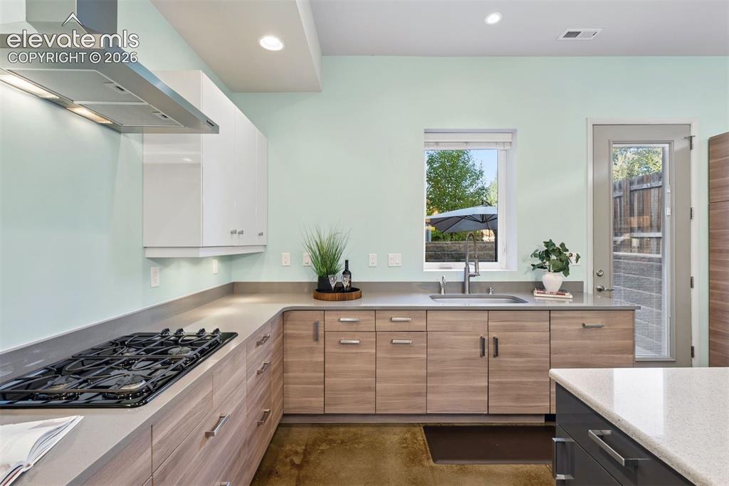 Image 22 of 45: Gas range and ducted hood