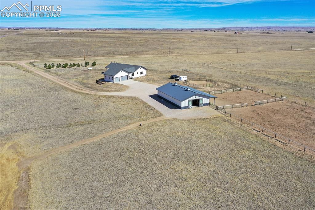 Image 46 of 49: Aerial View of the Barn/Home