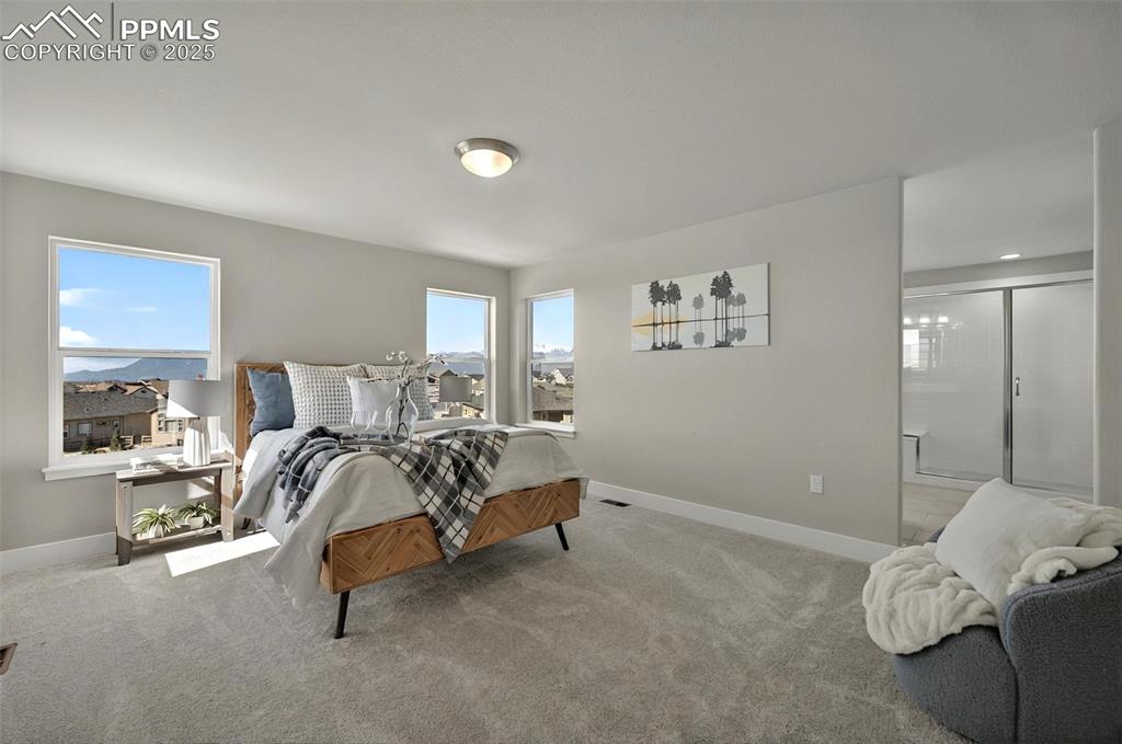 Image 26 of 49: Huge private master bedroom retreat with dreamy views and on suite bath!
