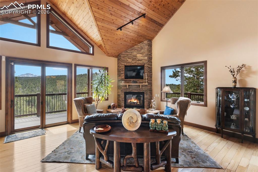 Image 10 of 47: Living and Dinging Room with View and walk out to porch