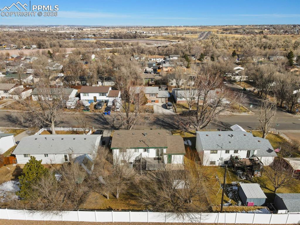 Image 45 of 49: Aerial view of residential area