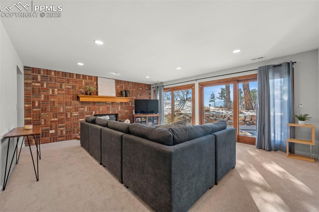 Image 32 of 50: Brick Fireplace