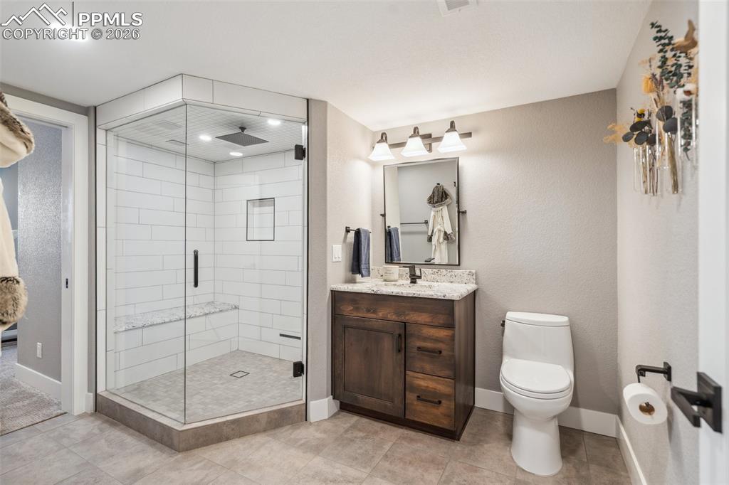 Image 29 of 50: Basement Bathroom with Steam Shower