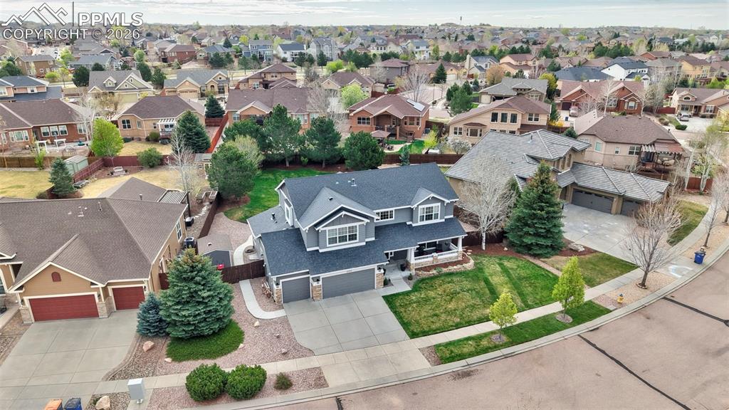 Image 41 of 44: Aerial view showcasing lot size, layout, and neighborhood setting