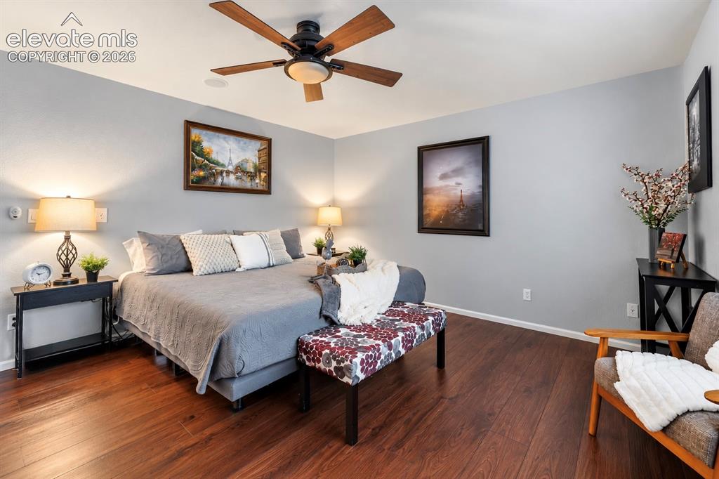 Image 27 of 50: The primary suite provides plenty of room for substantial furniture while r