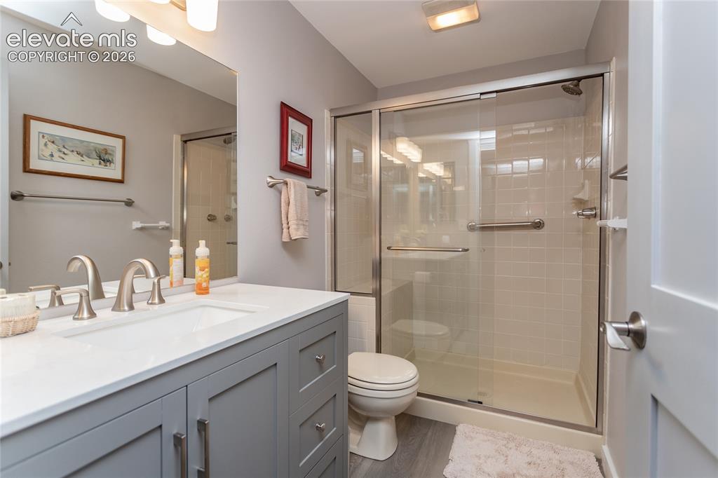 Image 34 of 50: 3/4 Basement Bathroom with Full Shower and Quartz Countertop