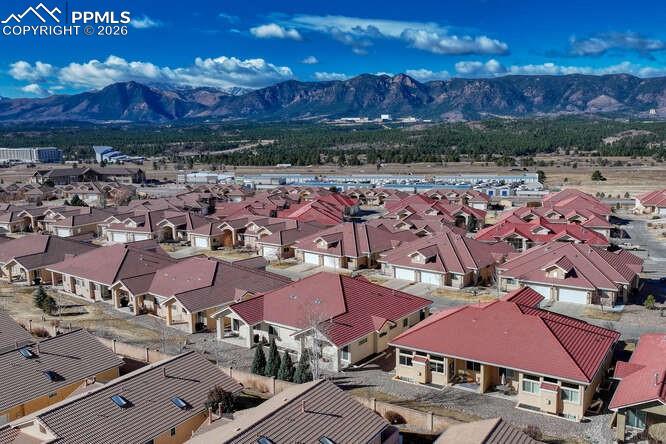 Image 30 of 41: Aerial view of the back of the home