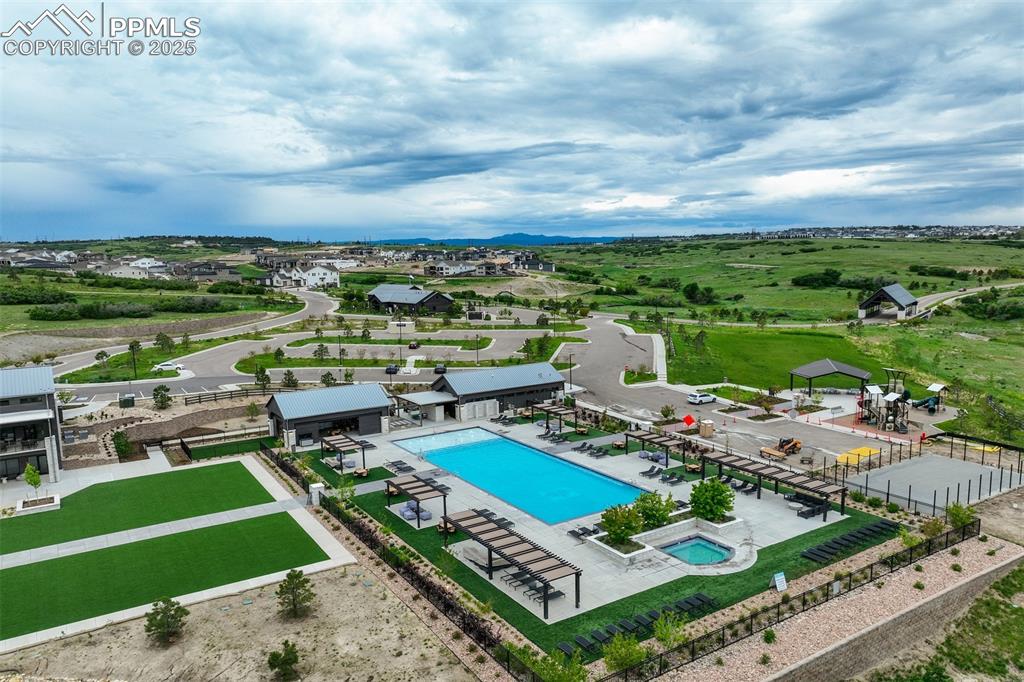 Image 45 of 50: Aerial view of a pool area