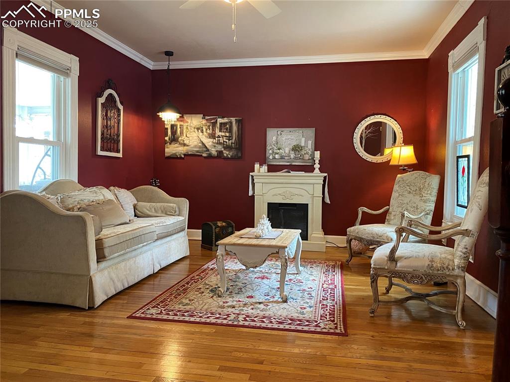 Image 6 of 36: Yes, those are the original HARDWOOD floors - looking nice!