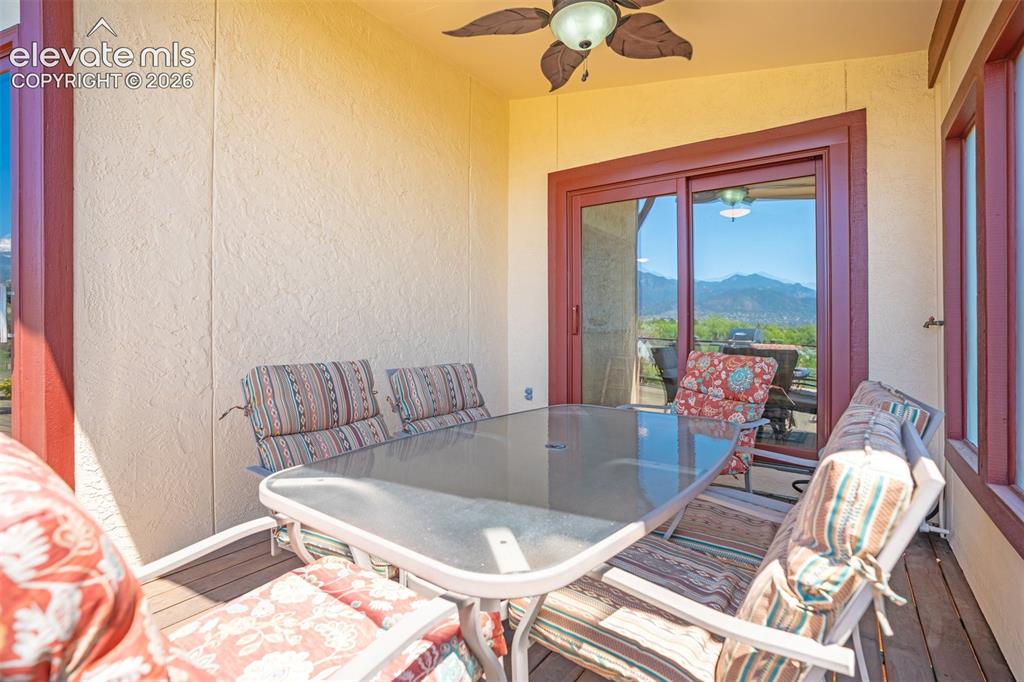 Image 19 of 50: Eating area is protected from the wind.