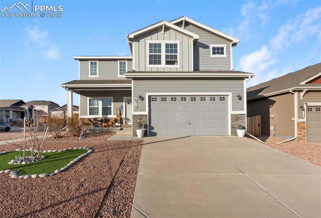 Caption: Modern two-story corner-lot home with great curb appeal in Dublin North.