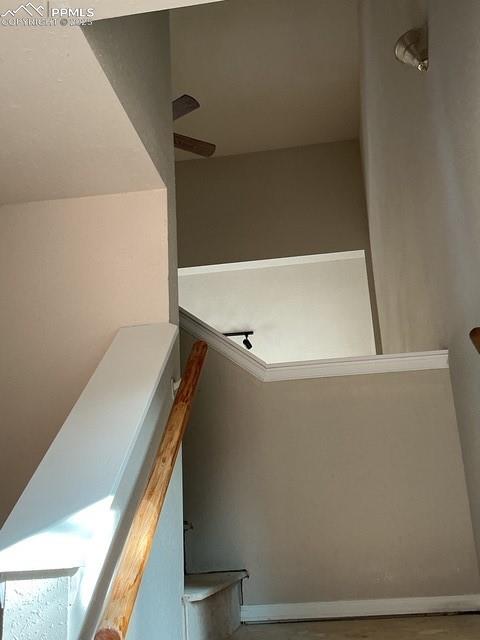 Image 5 of 30: Stairs view from front entrance to bdrms & bath