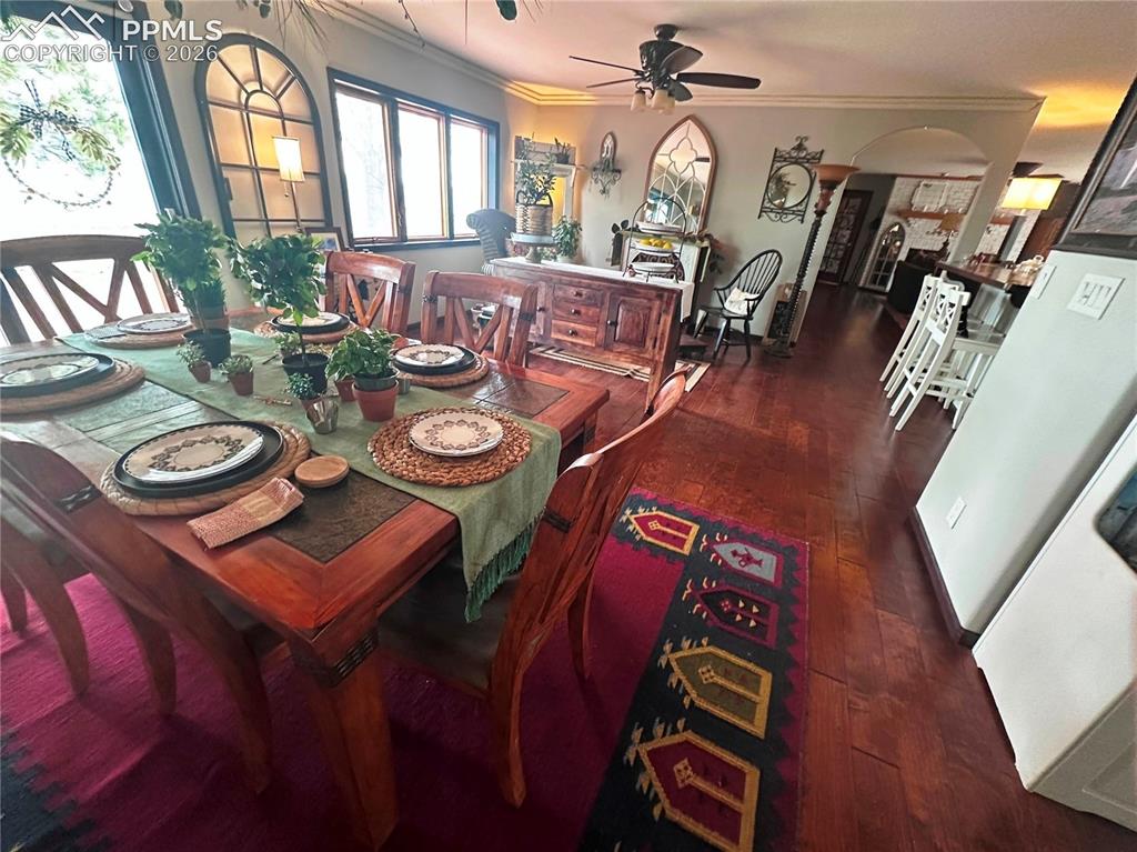 Image 17 of 48: Shows Dining room, sitting/reading room and counter dining area adjoining k