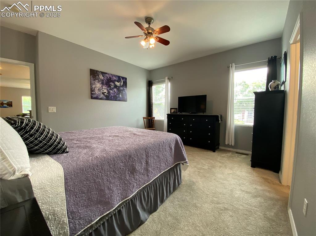 Image 6 of 41: The primary suite is spacious and stylish, featuring a walk-in closet and e