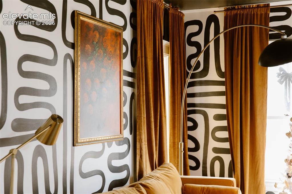 Image 18 of 50: Accent wall with abstract design