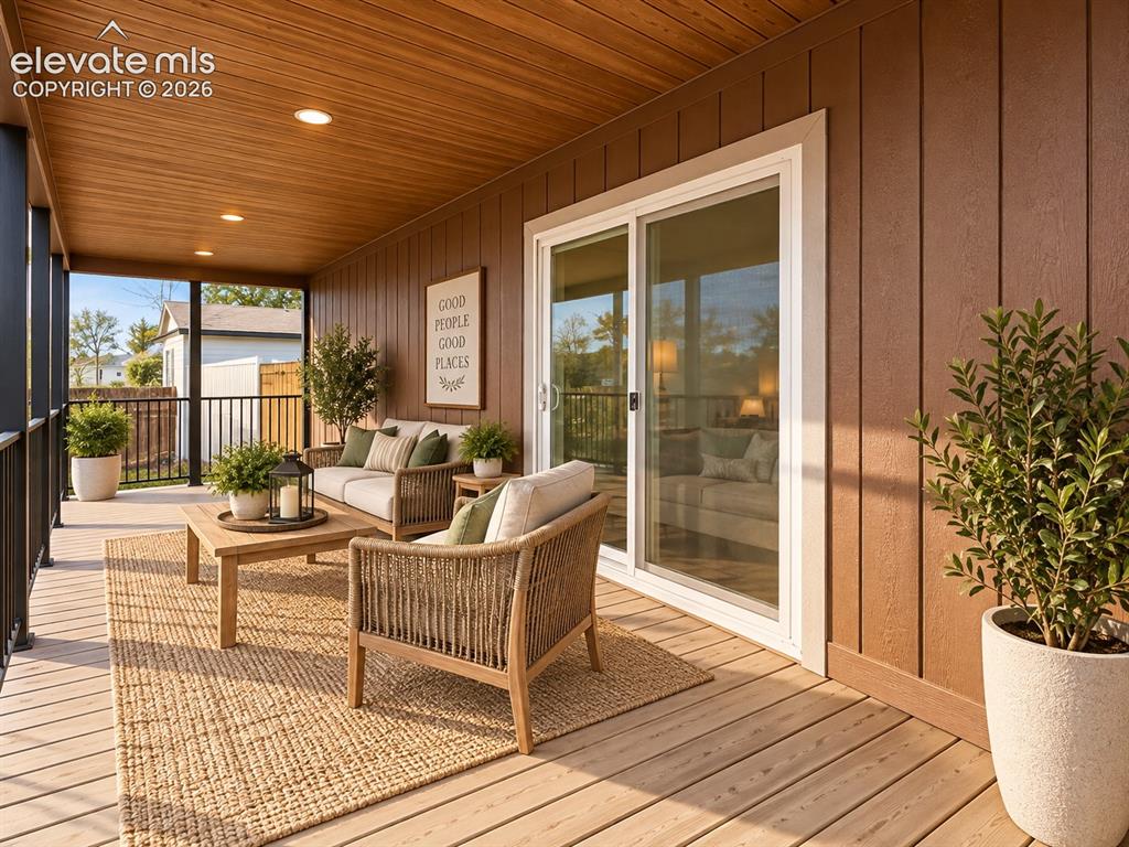 Image 39 of 47: Covered Porch – Another porch view highlights the substantial outdoor livin
