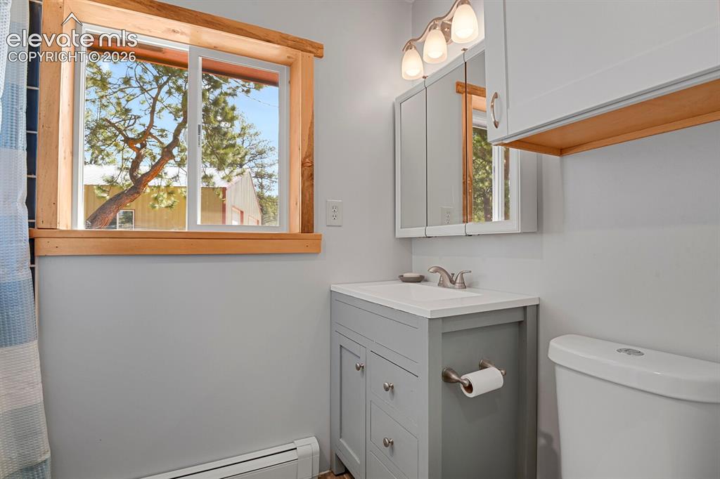 Image 20 of 46: Main level hallway bathroom fully remodeled