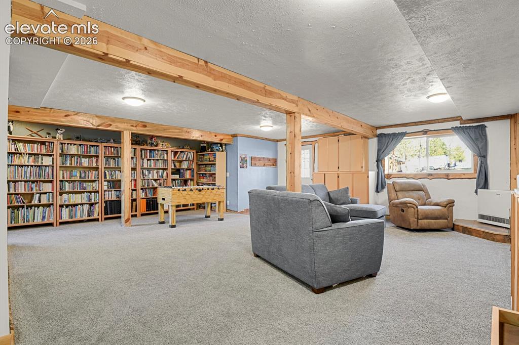 Image 26 of 46: Family Room with walk-out access, new carpeting and a toasty new gas furnac