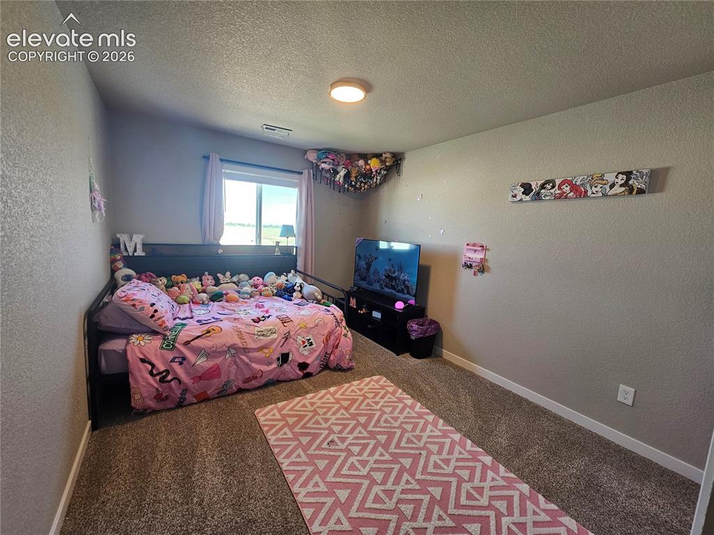 Image 24 of 35: Carpeted flooring, neutral wall paint, and a large window providing ample n