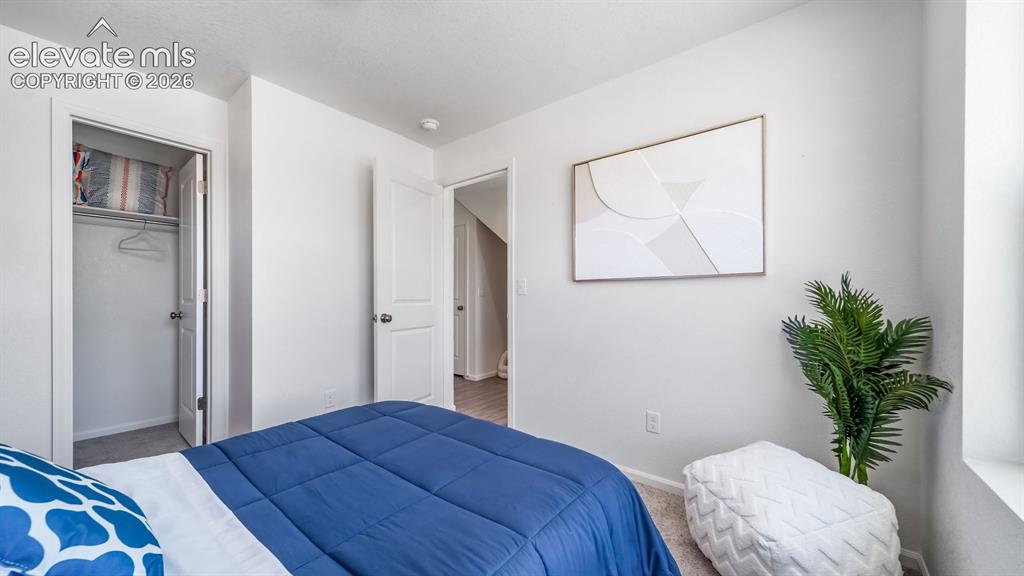 Image 6 of 26: Bedroom featuring neutral wall paint, carpet flooring, a single window, and