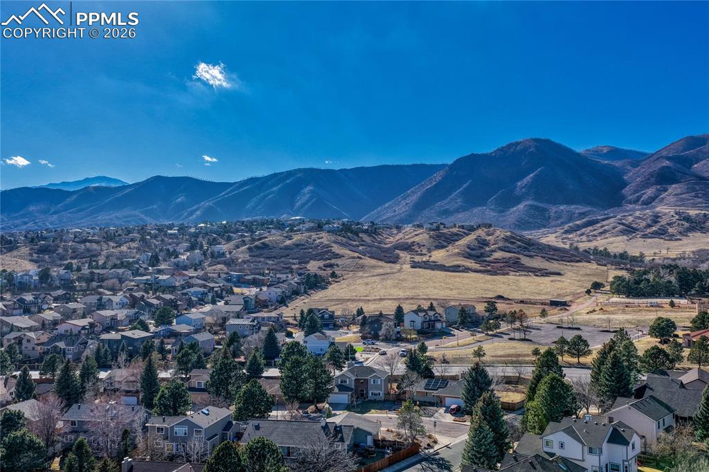 Image 44 of 47: The Rocky Mountains with a glimpse of Pikes Peak.
