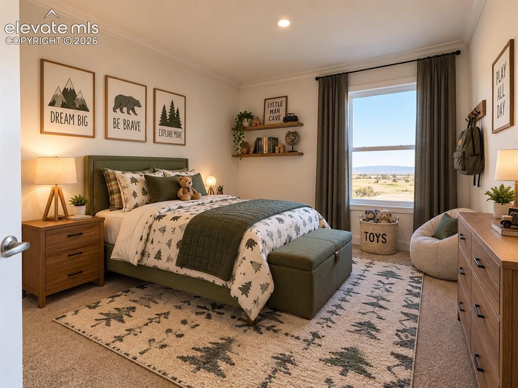Image 19 of 34: Bedroom – Comfortable secondary bedroom with soft carpeting, recessed light