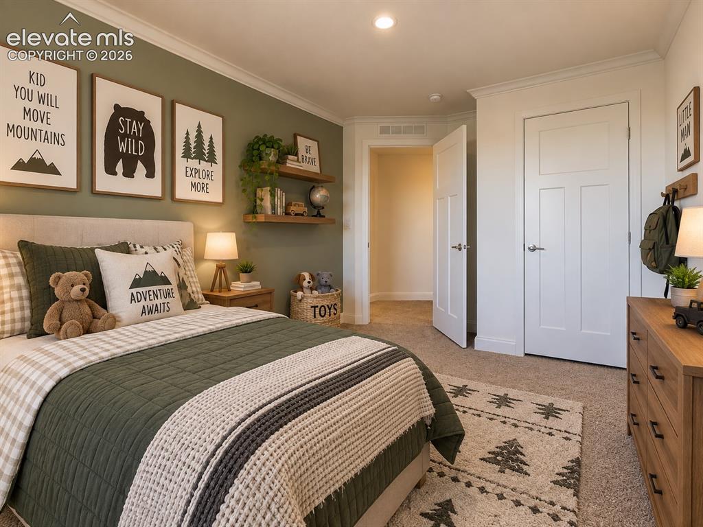 Image 20 of 34: Bedroom – Alternate view of the secondary bedroom highlights the closet, ne