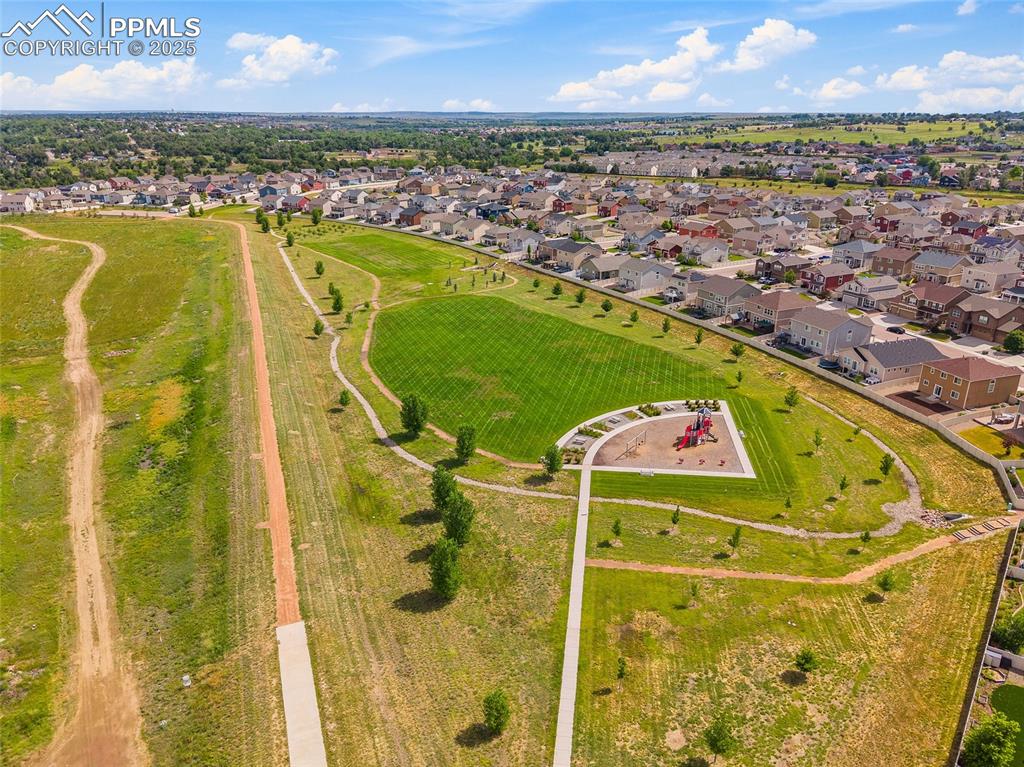 Image 39 of 50: Aerial perspective of suburban area