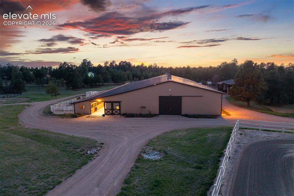 Image 36 of 46: 30,870 total square feet encompassing the stable and indoor arena combined.