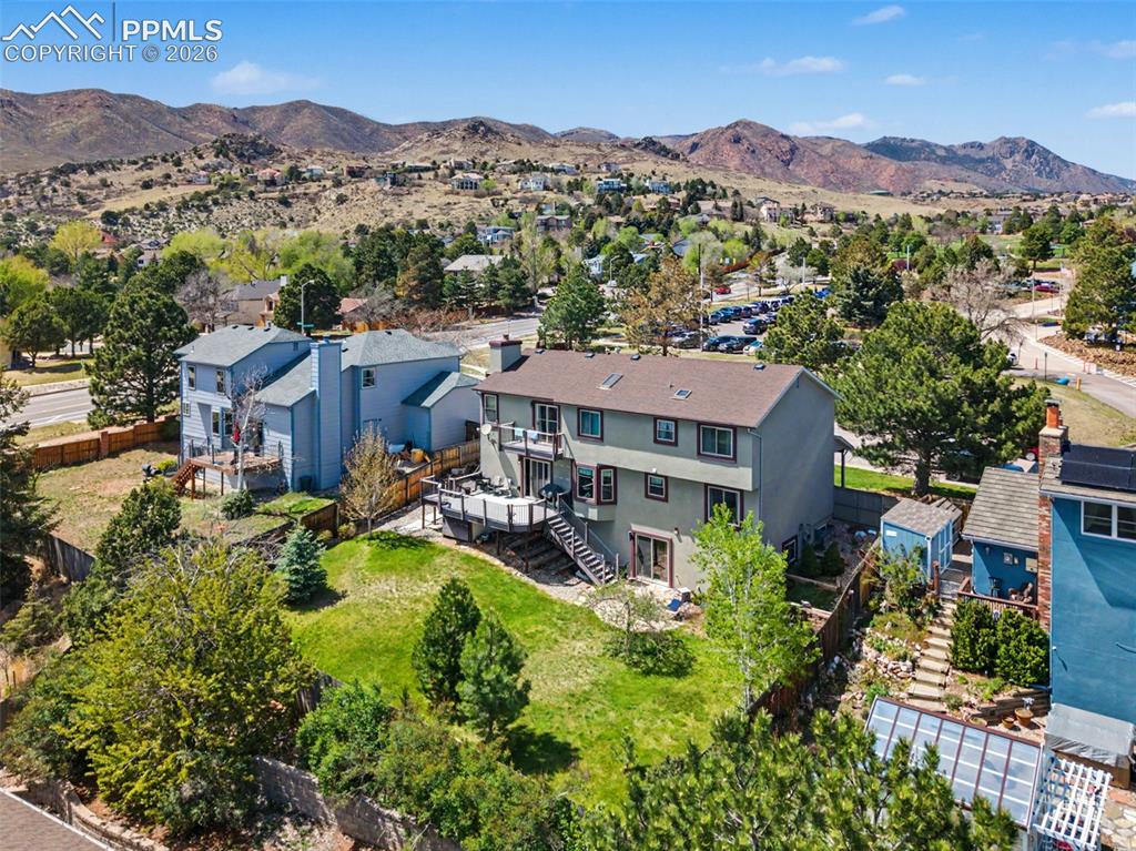 Image 45 of 46: Aerial view of the back of the home.