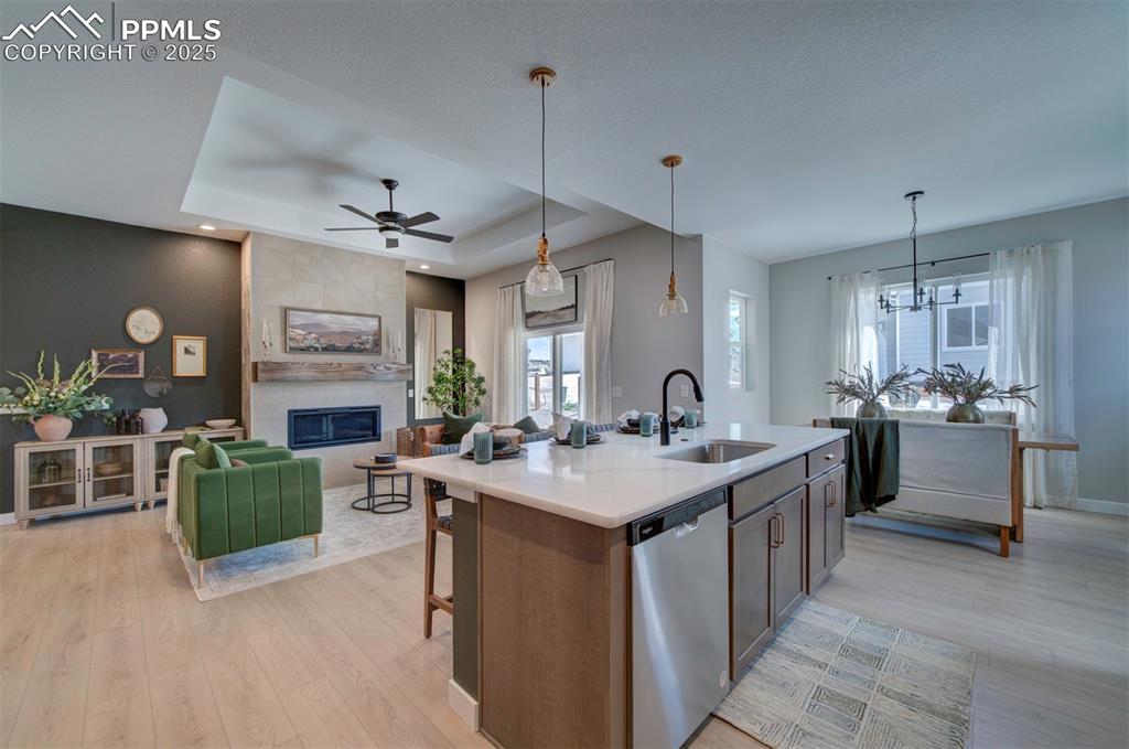 Image 10 of 44: Kitchen with stainless steel dishwasher, a wealth of natural light, a sink,