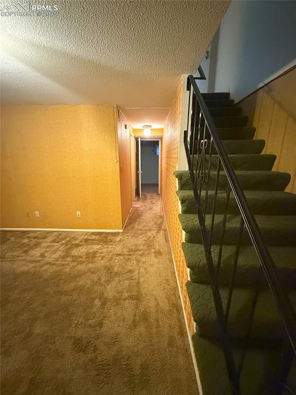 Image 22 of 33: View down hall to lower level bedroom