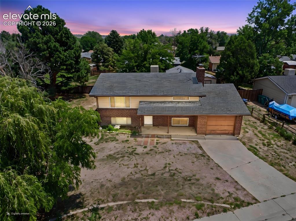 Image 2 of 50: Aerial Front Exterior – Elevated view highlights the home